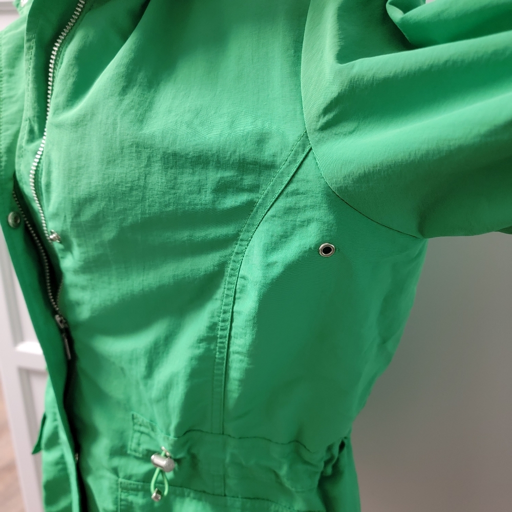 Lands End Womens Size S Rain Jacket Windbreaker Green Nylon Hooded Lightweight - Picture 12 of 16